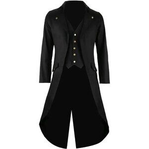 ✨ Men's Black Tailcoat Jacket Fancy Cool Cosplay Comfortable Costume Robe
